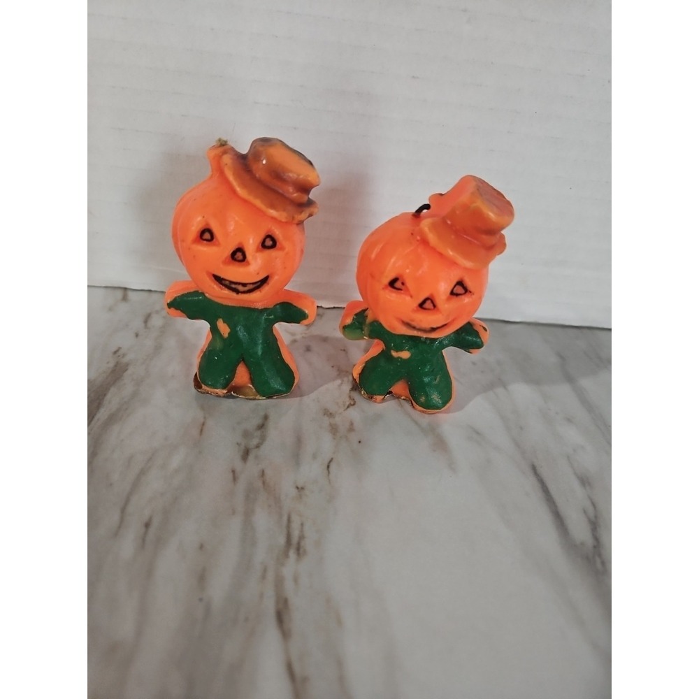 Vintage Gurley Halloween Jack-o-Lantern Scarecrow Candle Pumpkin Head